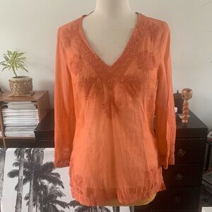 Plenty by Tracy Reese sheer tunic top with embroidery